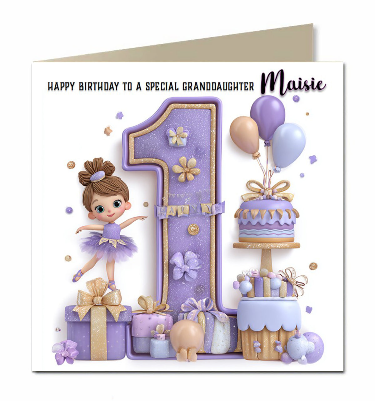 1st Birthday Card For Girls, Daughter, Granddaughter, Niece, Sister