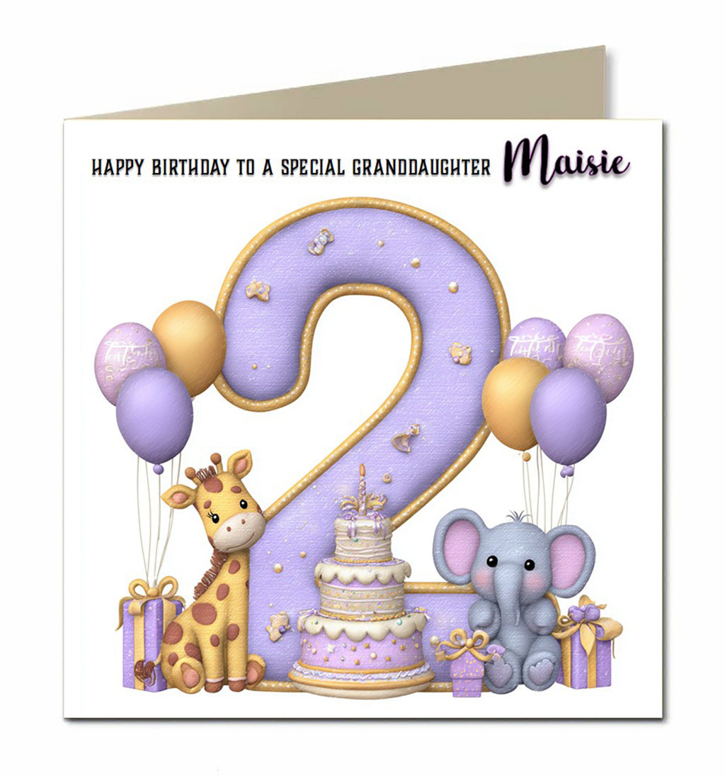2nd Birthday Card For Little Girls, Granddaughter, Niece, Personalised