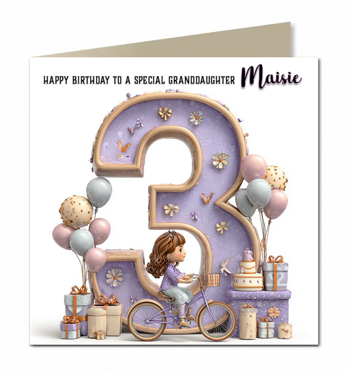 3rd Birthday Card For Girls, Daughter, Granddaughter, Niece, Sister