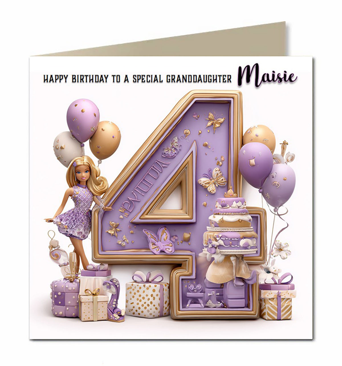 4th Birthday Card For Little Girls, Granddaughter, Niece, Personalised