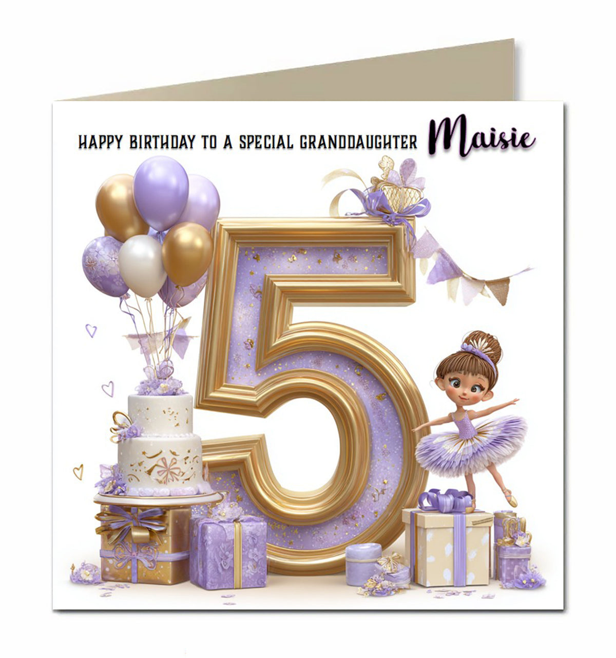 Personalised 5th Birthday Card - Ballerina with Birthday Number