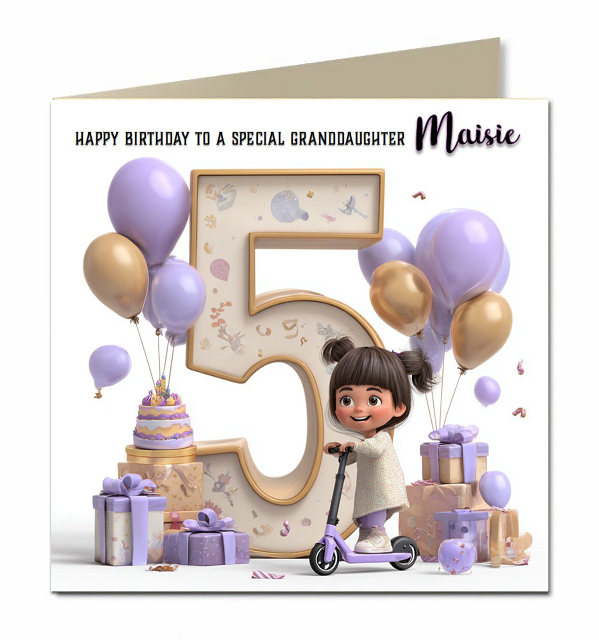 5th Birthday Card For Little Girls, Granddaughter, Niece, Personalised