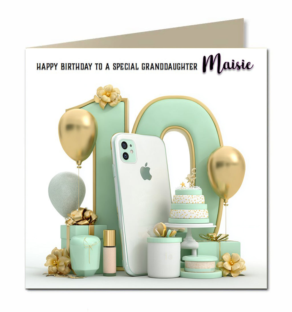 10th Birthday Card For Little Girls, Granddaughter, Niece, Personalised
