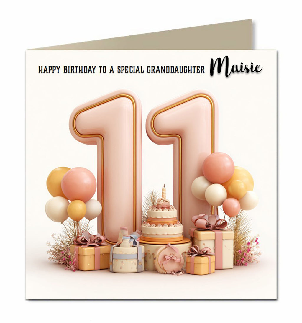 11th Birthday Card For Girls, Daughter, Granddaughter, Niece, Sister