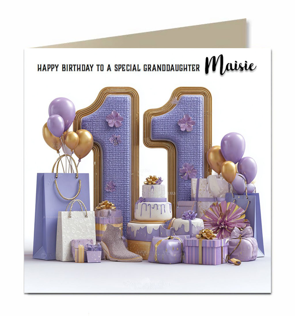 11th Birthday Card For Girls, Granddaughter, Niece, Sister, Personalised