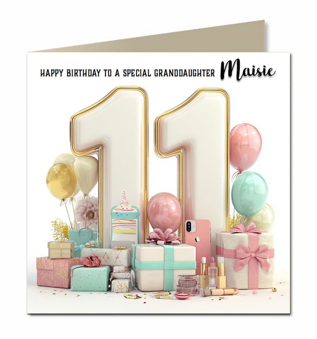 11th Birthday Card For Girls, Daughter, Granddaughter, Niece, Sister