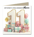 11th Birthday Card For Girls, Daughter, Granddaughter, Niece, Sister