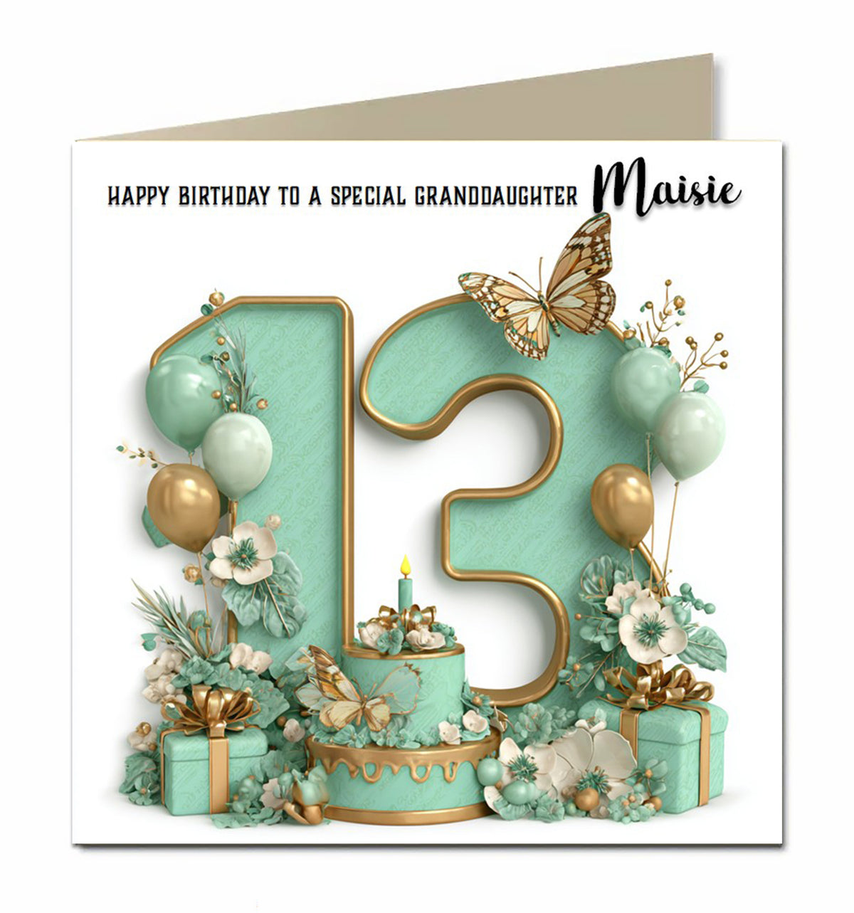 13th Birthday Card For Girls, Granddaughter, Niece, Teenager, Personalised