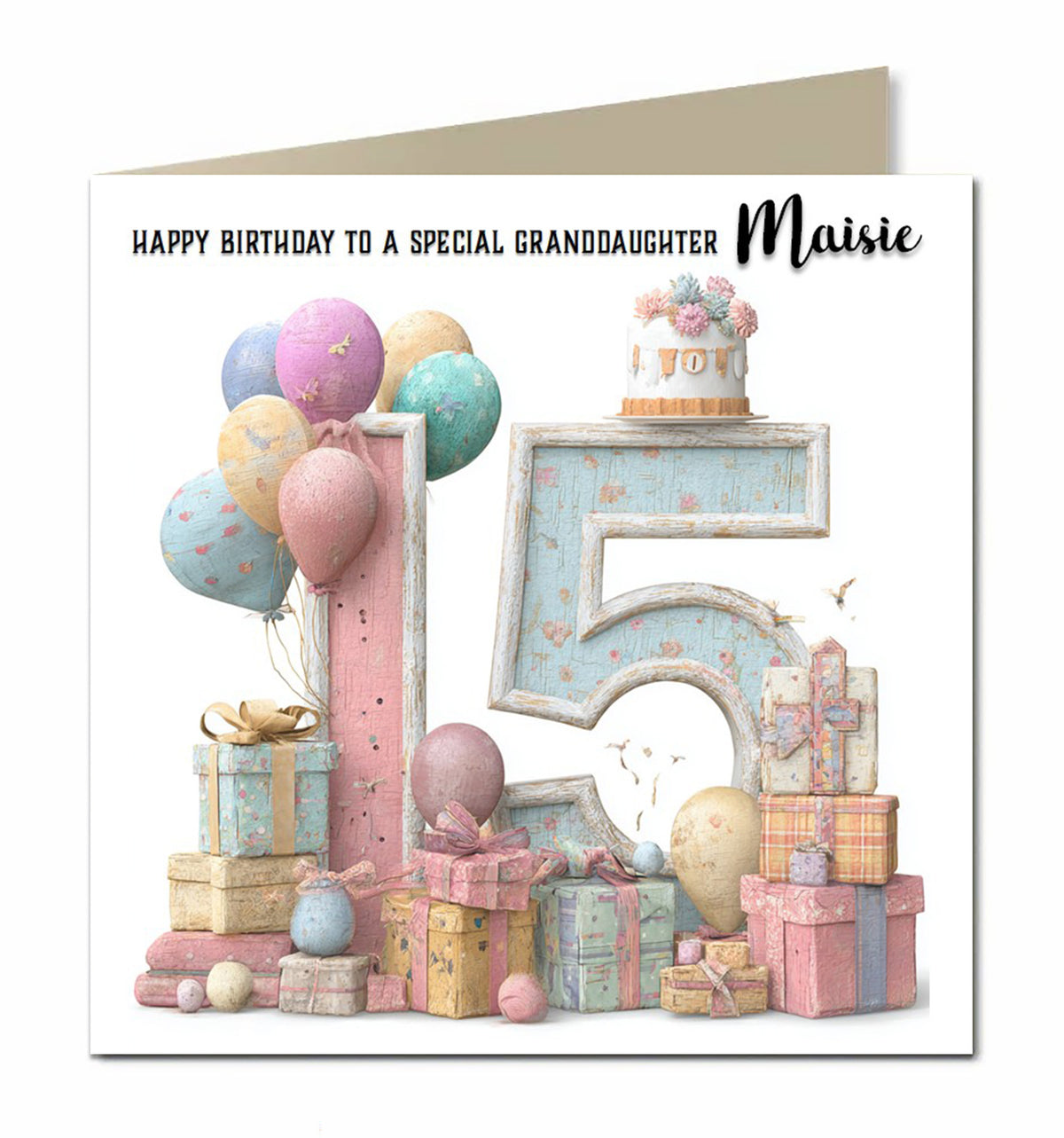 15th Birthday Card For Girls, Granddaughter, Niece, Teenager, Personalised