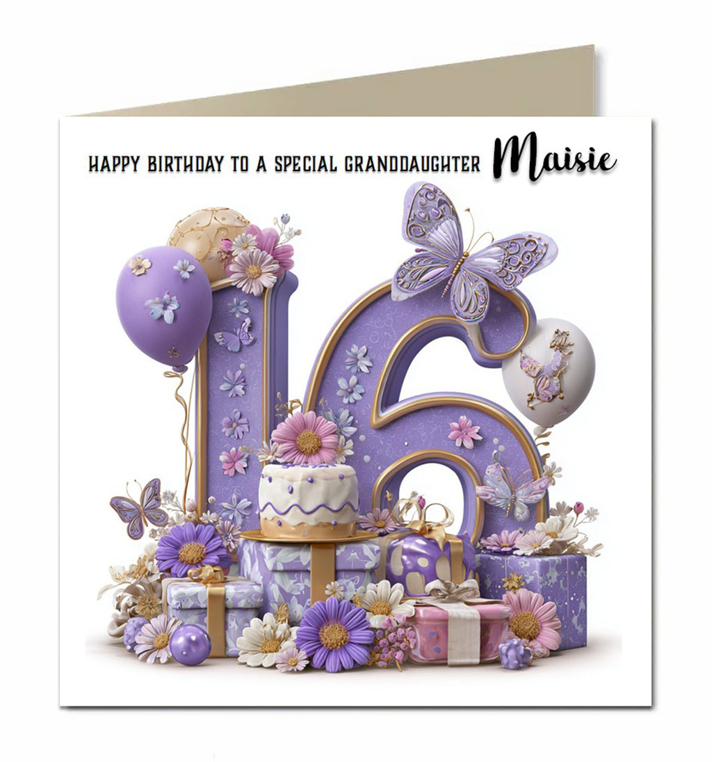 16th Birthday Card For Girls, Granddaughter, Niece, Teenager, Personalised