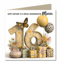 Personalised 16th Birthday Card - Birthday Number with Cake and Presents