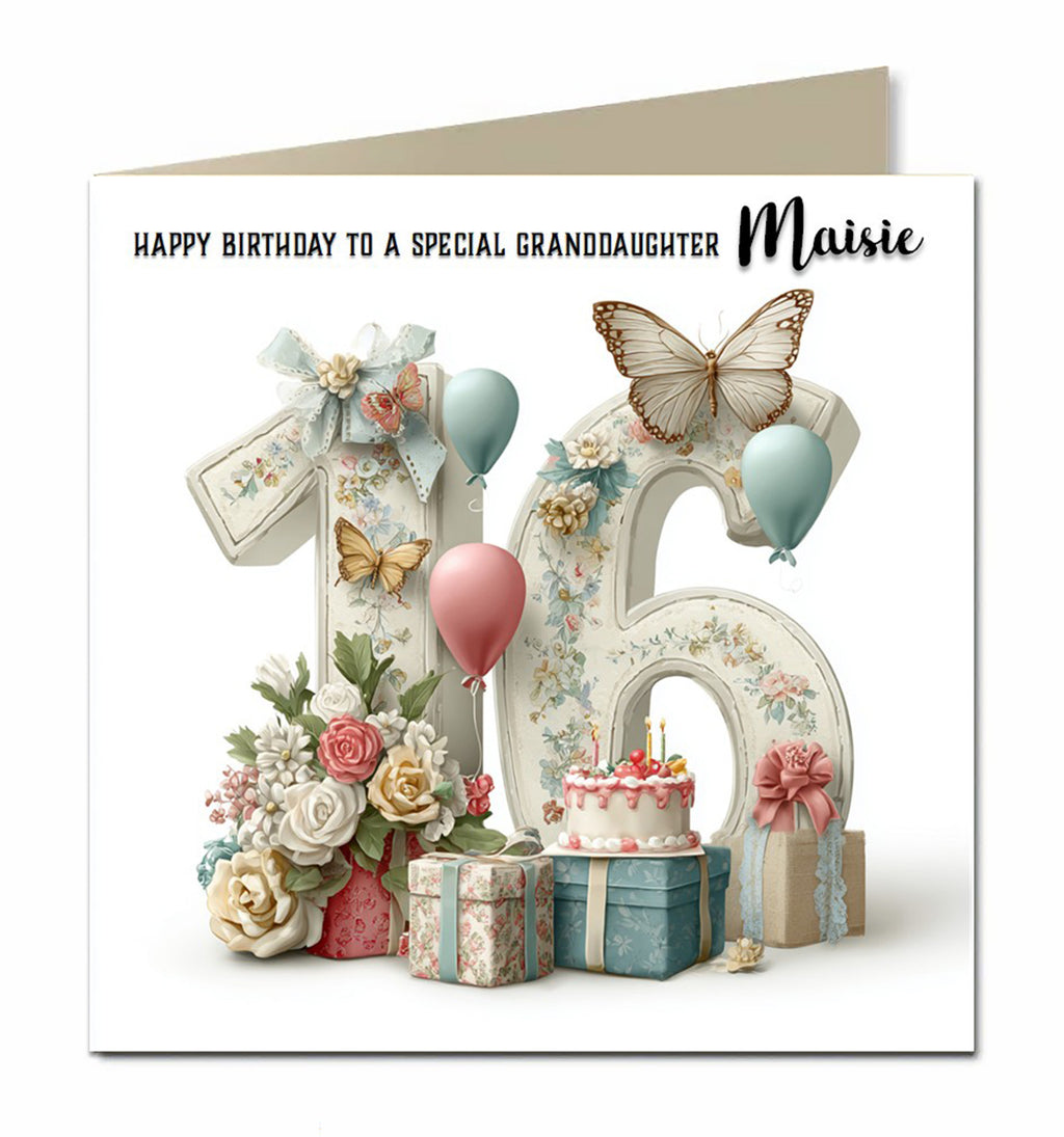 16th Birthday Card For Girls, Granddaughter, Niece, Teenager, Personalised