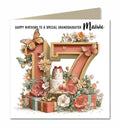 Personalised 17th Birthday Card - Birthday Number with Cake and Presents
