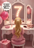 7th Birthday Card Girl Granddaughter Daughter Niece Large A5 Size