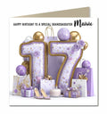 Personalised 17th Birthday Card - Birthday Number with Cake and Presents
