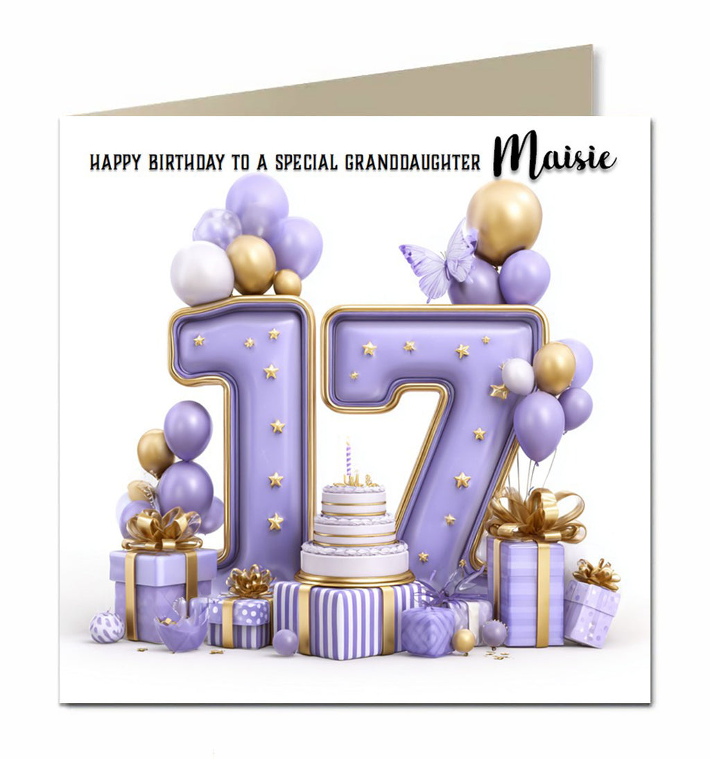 17th Birthday Card For Girls, Daughter, Granddaughter, Niece, Sister