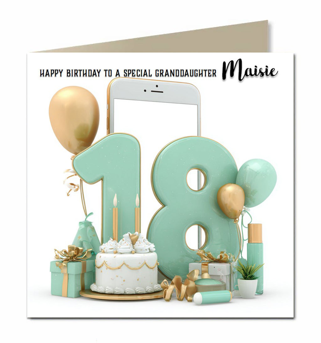 18th Birthday Card For Girls, Granddaughter, Niece, Teenager, Personalised