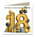 Personalised 18th Birthday Card - Birthday Number with Cake and Presents