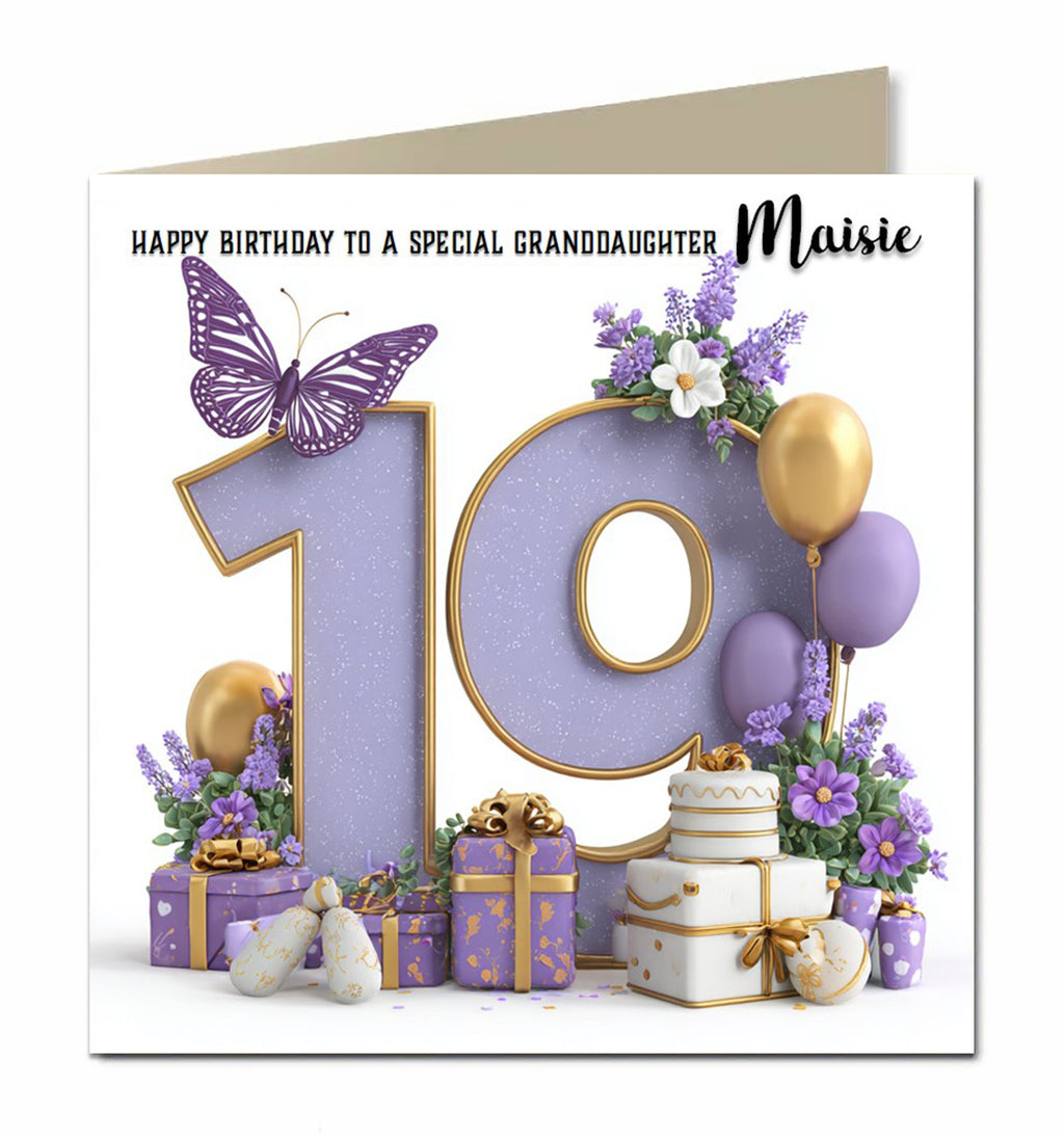 Personalised 19th Birthday Card - Birthday Number with Cake and Presents