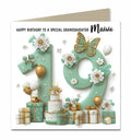 Personalised 19th Birthday Card - Birthday Number with Cake and Presents