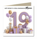 Personalised 19th Birthday Card - Birthday Number with Cake and Presents
