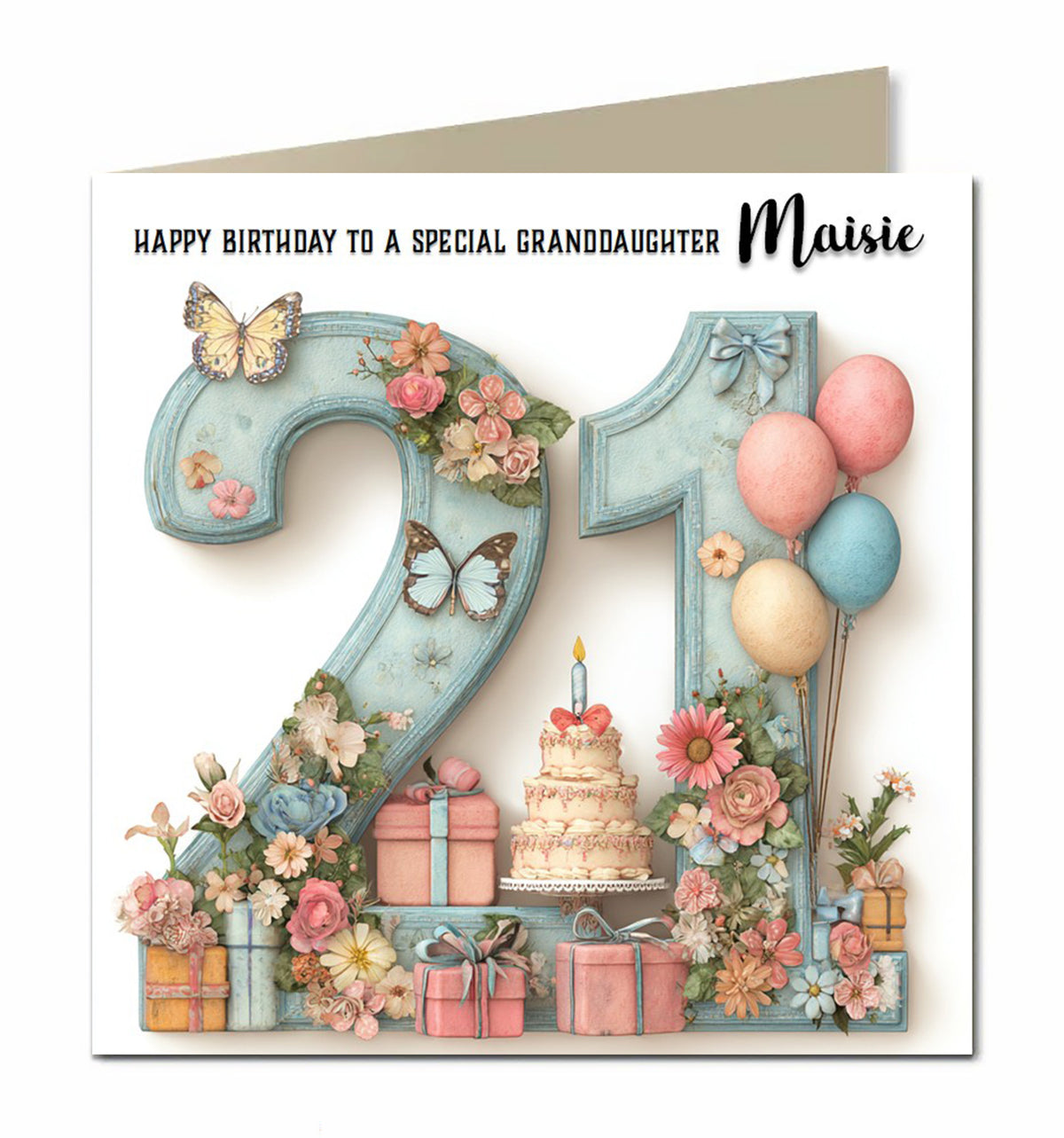 21st Birthday Card For Girls, Granddaughter, Niece, Teenager, Personalised