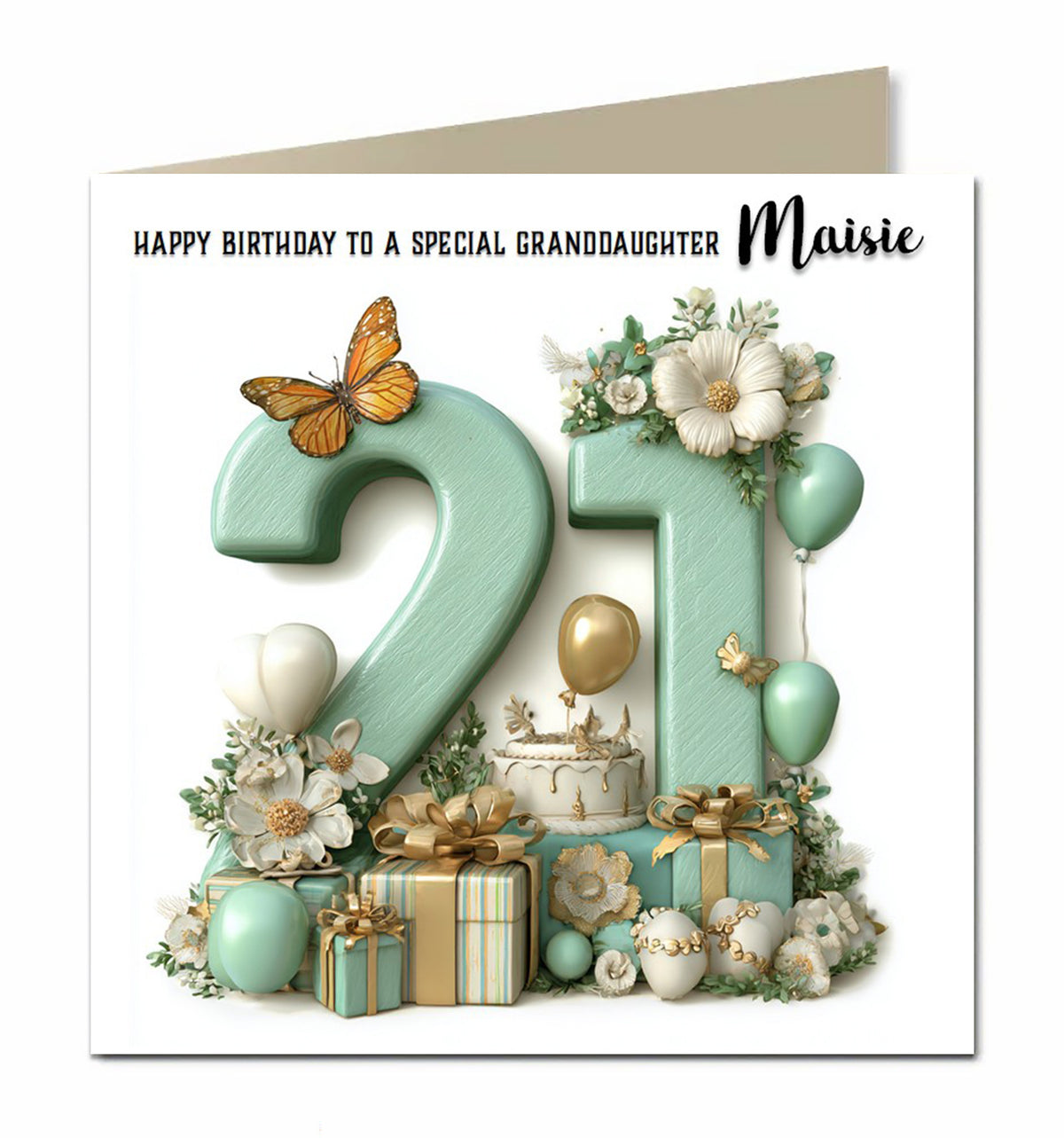 21st Birthday Card For Girls, Granddaughter, Niece, Teenager, Personalised