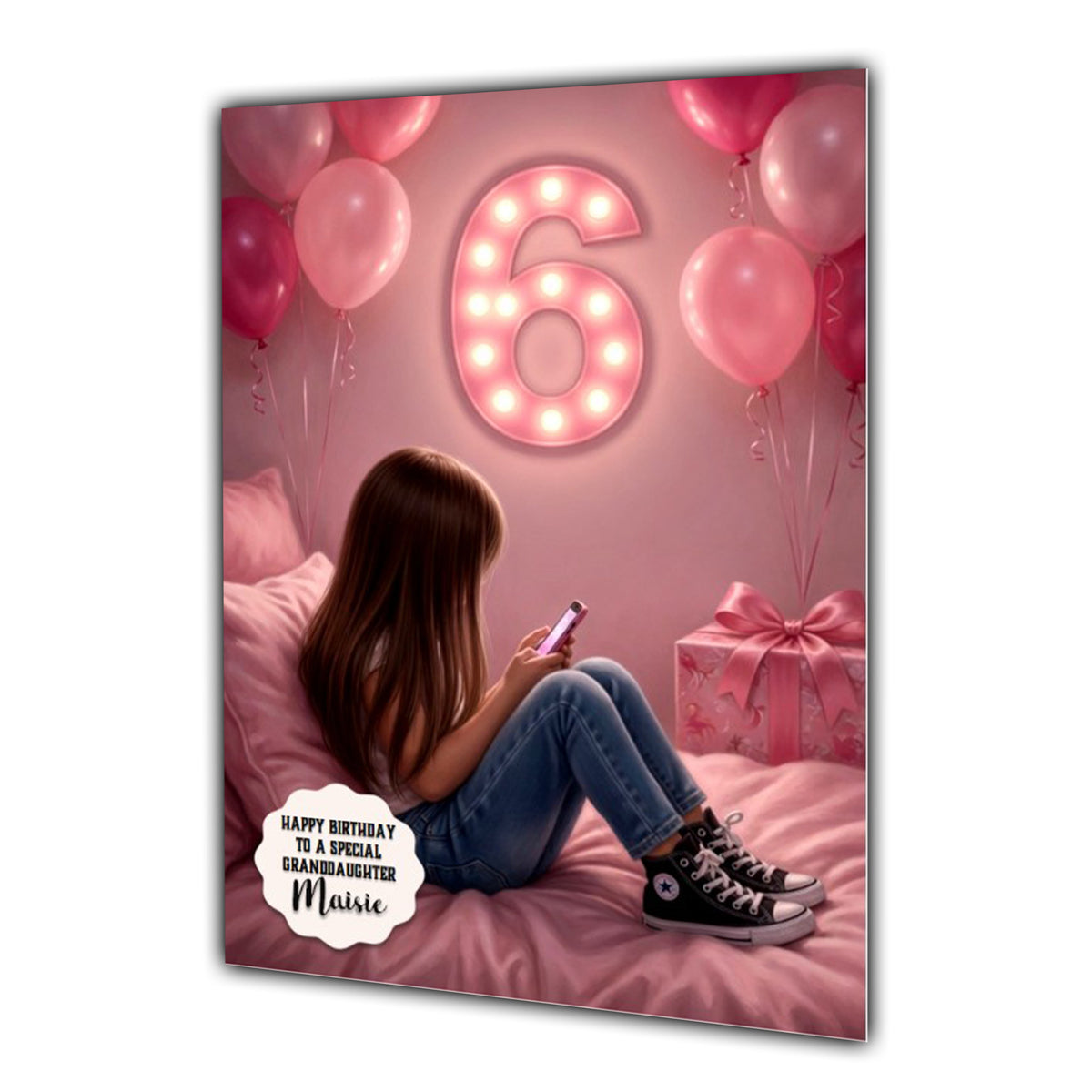 6th Birthday Card Girl Granddaughter Daughter Niece Large A5 Size