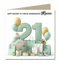 Personalised 21st Birthday Card - Birthday Number with Cake and Presents
