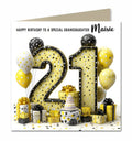 Personalised 21st Birthday Card - Birthday Number with Cake and Presents