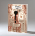 Personalised 6th Birthday Card - Girl at a Dressing Table with Number Lights