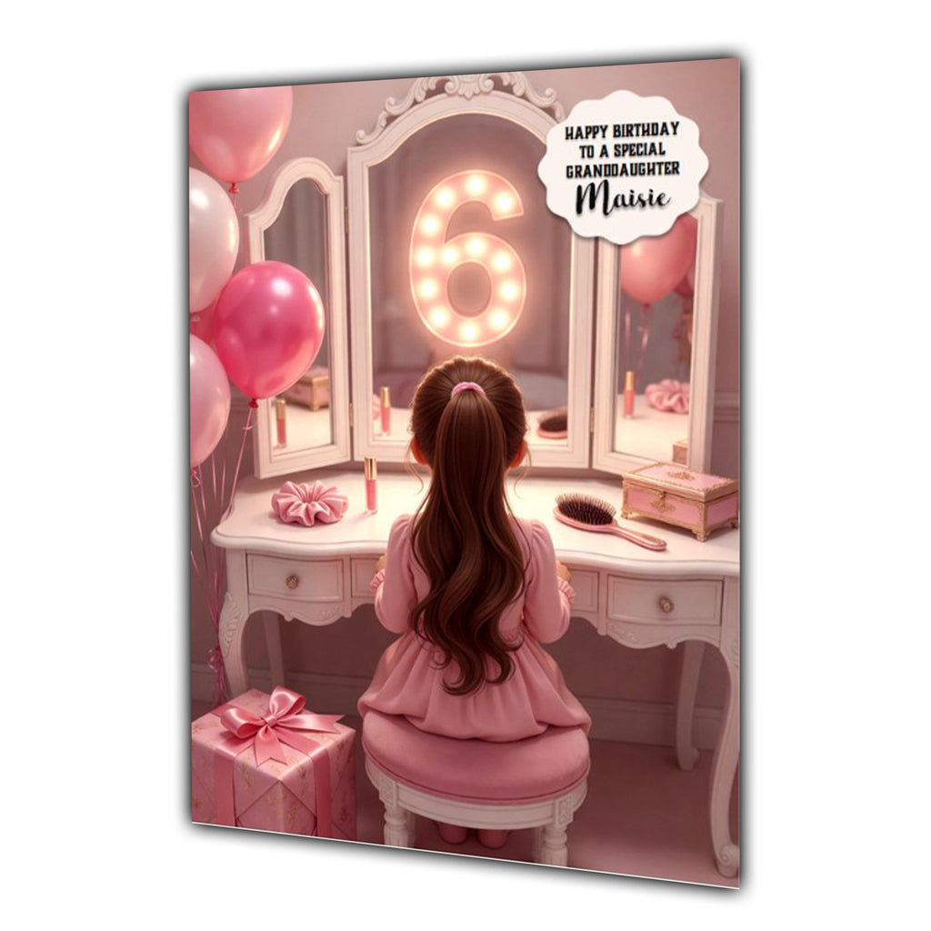 6th Birthday Card Girl Granddaughter Daughter Niece Large A5 Size