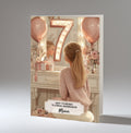 7th Birthday Card Girl, Granddaughter, Daughter, Niece, Blonde Hair A5 Size