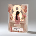Personalised 8th Birthday Card - Girl at a Dressing Table with Number Lights