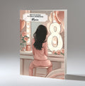 8th Birthday Card Girl, Granddaughter, Daughter, Niece, Brown Hair A5 Size