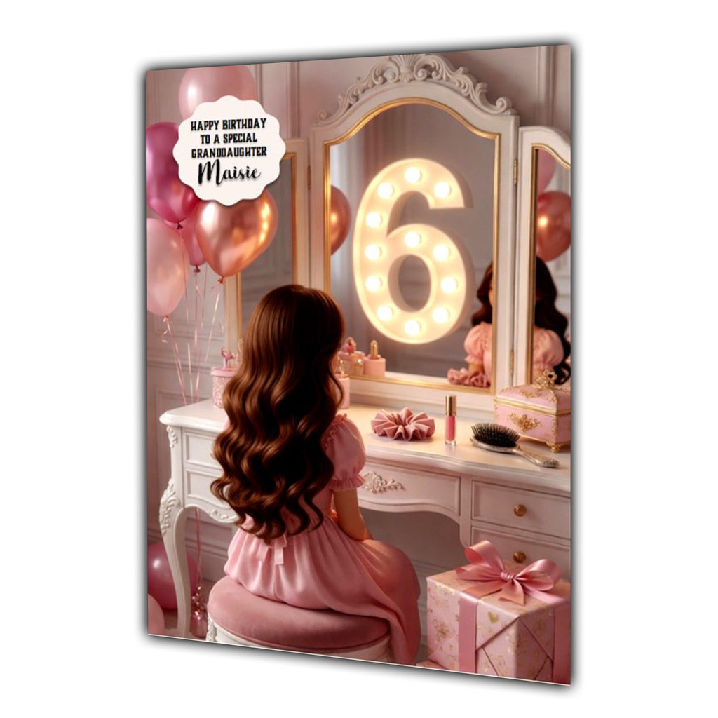 6th Birthday Card Girl Granddaughter Daughter Niece Large A5 Size