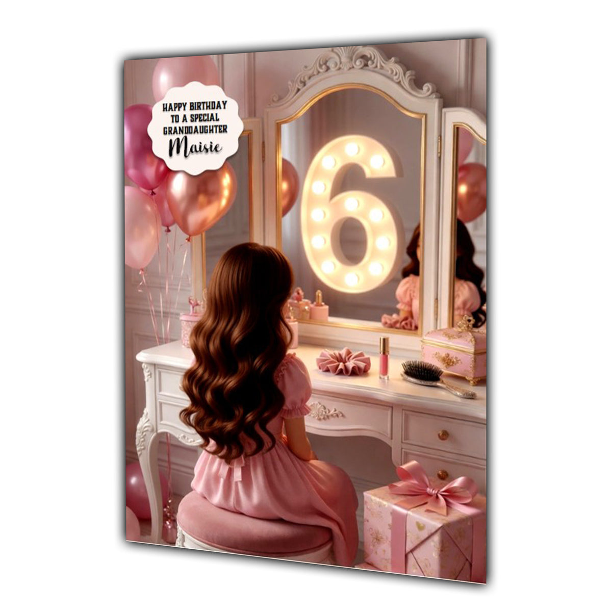 6th Birthday Card Girl Granddaughter Daughter Niece Large A5 Size