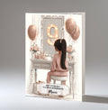 9th Birthday Card For Girls, Daughter, Granddaughter, Niece, Black Hair, A5 Size,