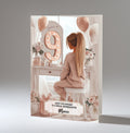 9th Birthday Card Girl, Granddaughter, Daughter, Niece, Blonde Hair A5 Size