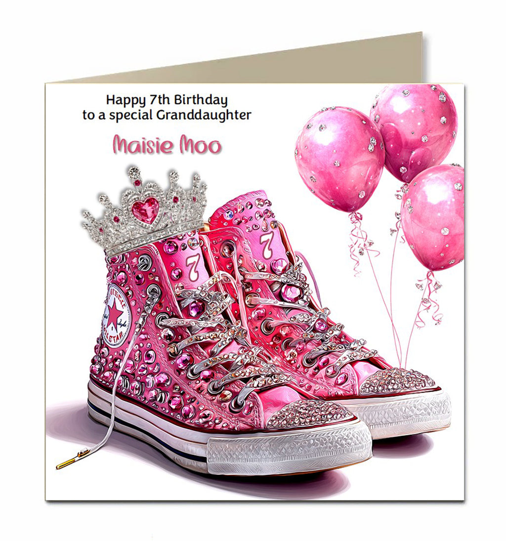 7th Birthday Card For Girls, Granddaughter, Niece, Daughter, Personalised