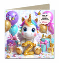 2nd Unicorn Birthday Card Girls, Granddaughter, Niece, Personalised