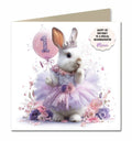 1st Bunny Rabbit Birthday Card Girls, Granddaughter, Niece, Personalised