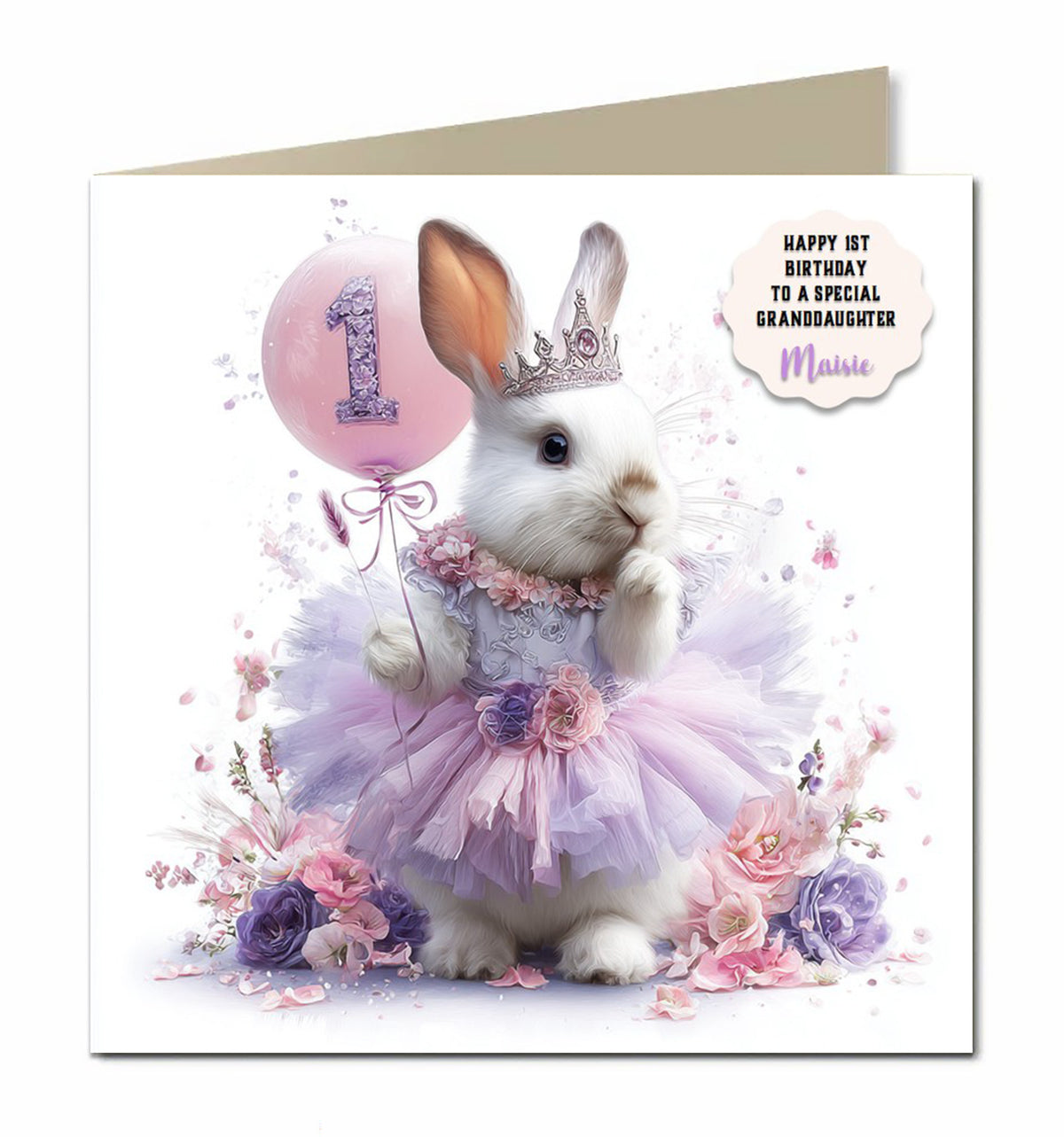 1st Bunny Rabbit Birthday Card Girls, Granddaughter, Niece, Personalised