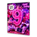 9th Birthday Card Gamer Gaming Girl Granddaughter Daughter Large A5 Size