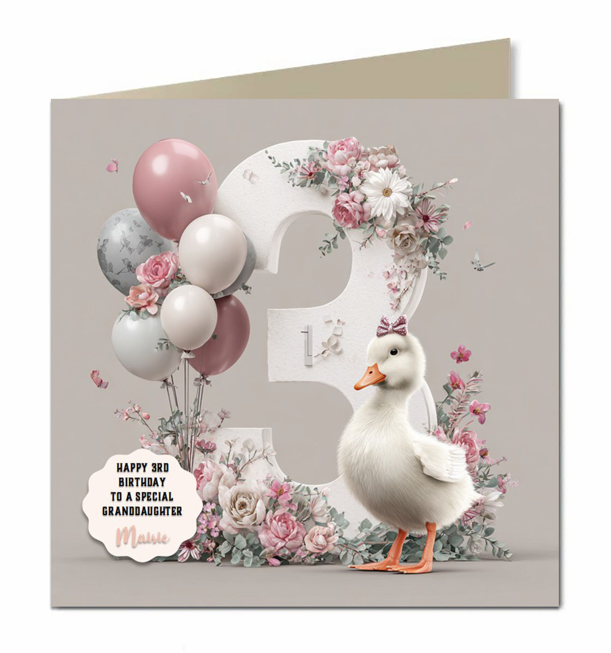 3rd Birthday Card Girls, Granddaughter, Niece, Daughter, Personalised