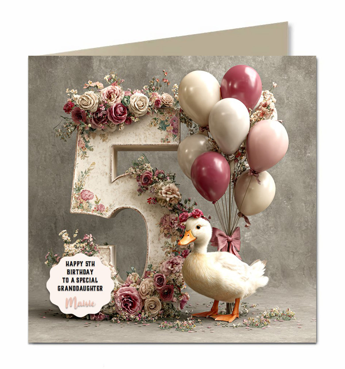 5th Birthday Card Girls, Granddaughter, Niece, Daughter, Personalised