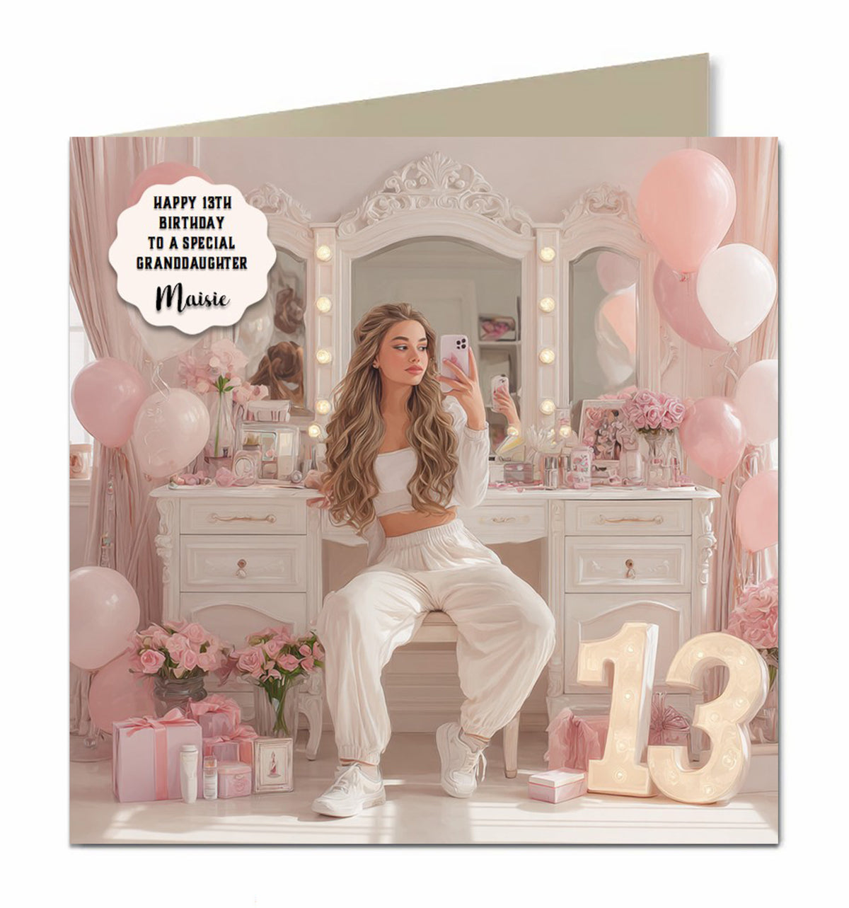 13th Birthday Card For Girls, Granddaughter, Niece, Teenager, Personalised