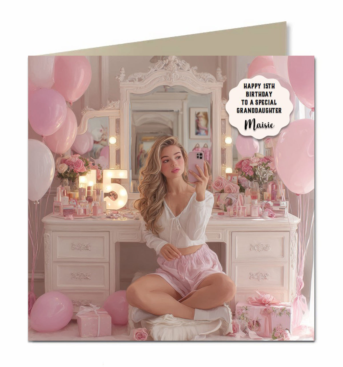 15th Birthday Card For Girls, Granddaughter, Niece, Teenager, Personalised