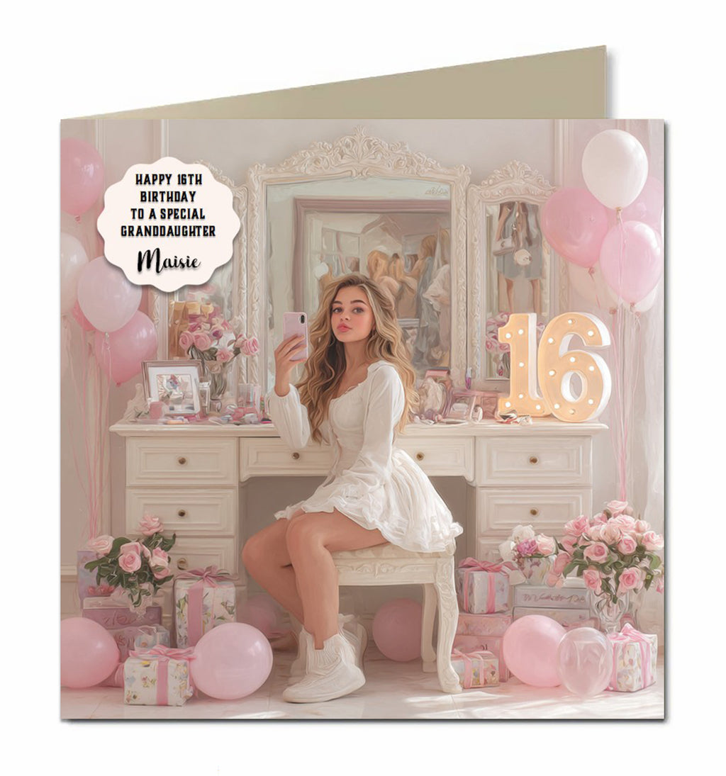 16th Birthday Card For Girls, Granddaughter, Niece, Teenager, Personalised