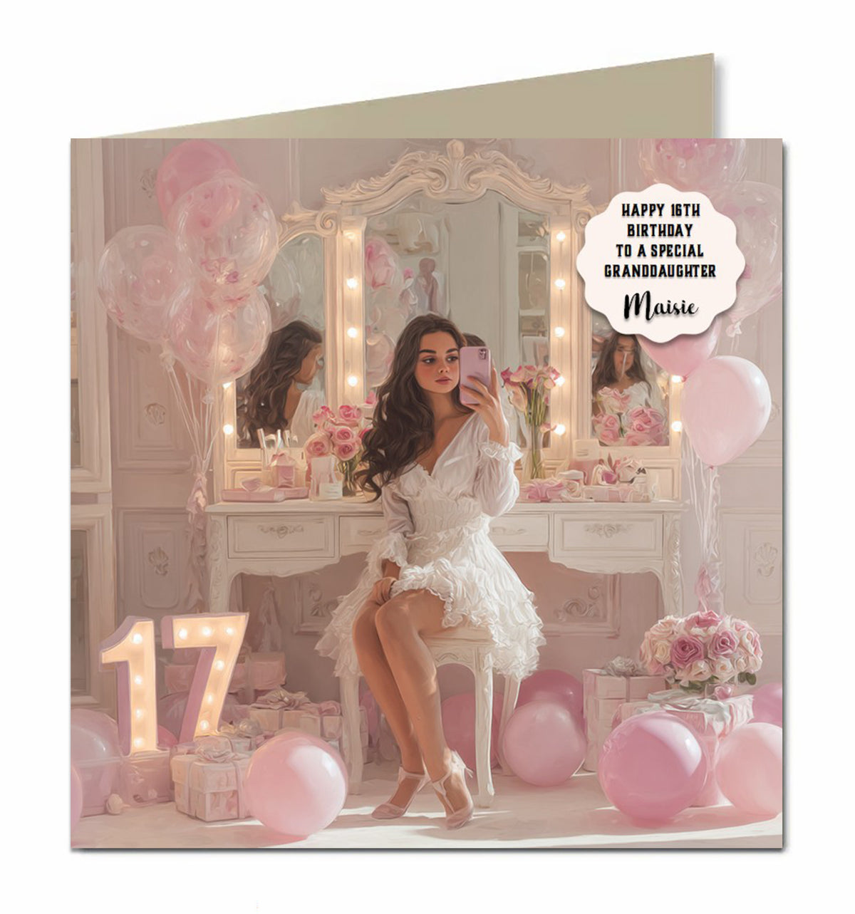 17th Birthday Card For Girls, Granddaughter, Niece, Teenager, Personalised